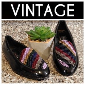 VINTAGE Glass Beaded Wild Pair Art to Wear Flats